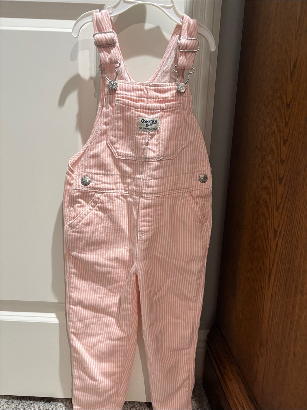 OshKosh B'gosh Light Pink Striped Kids Overalls